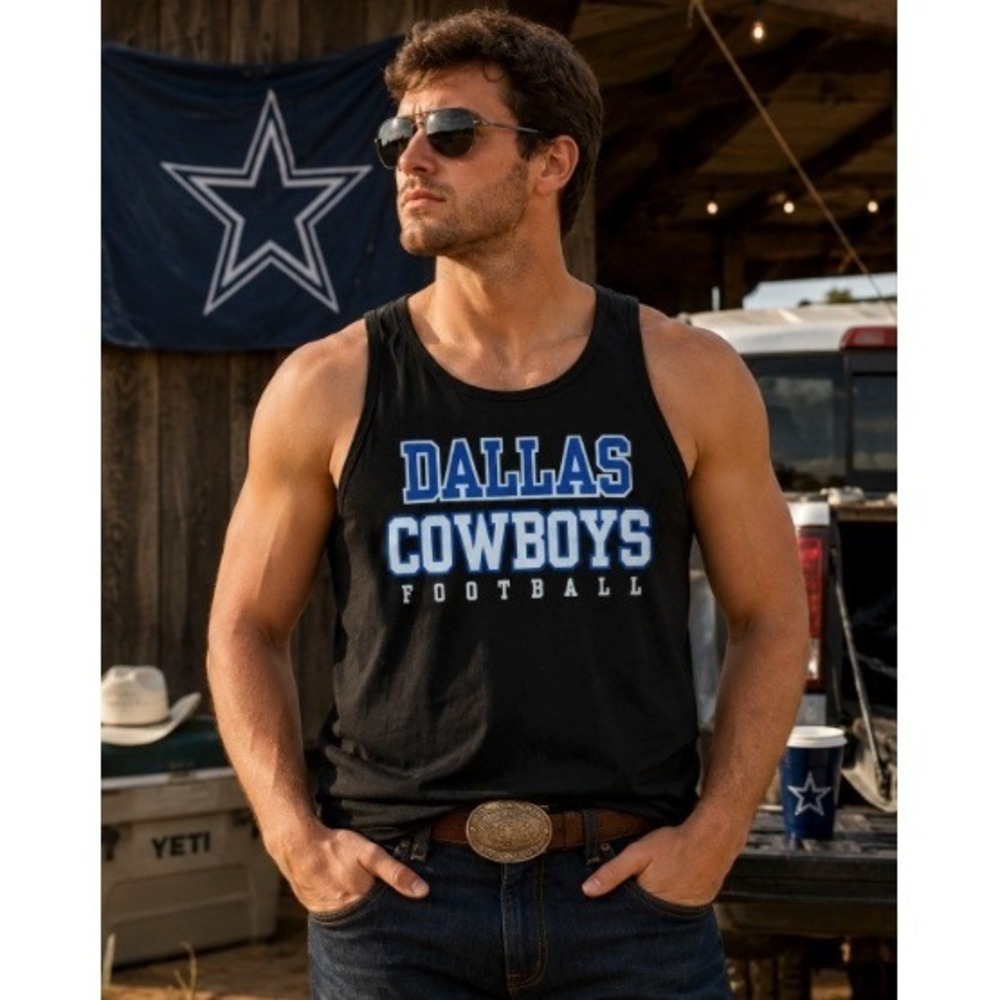 Dallas Cowboys XL Black Football Graphic Tank Top Sleeveless NFL Game Day
